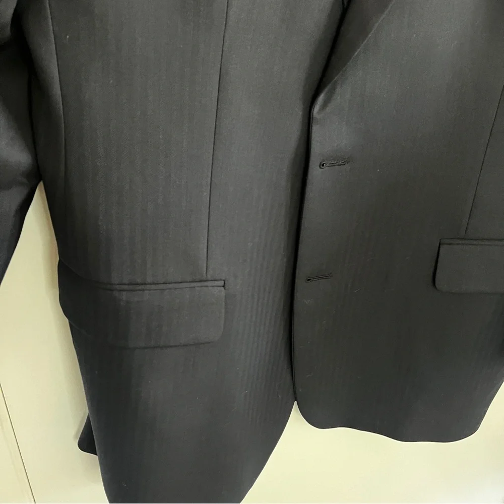 Brooks Brothers Black Striped 1818 Madison Fit Wool Two Button Blazer Jacket